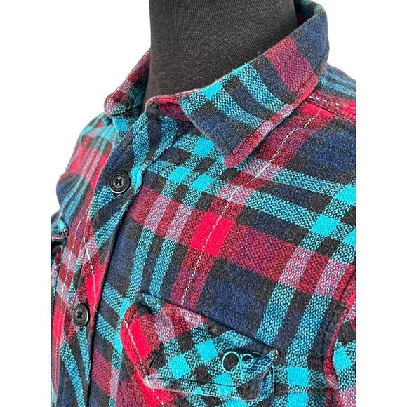 Vintage Ocean Pacific OP Shirt Men's Small Multicolor Plaid Flannel Button Up - Picture 4 of 7